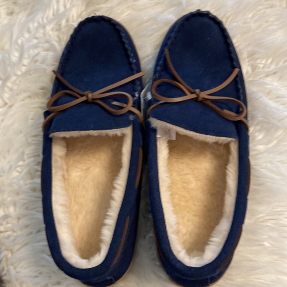 J.Crew Man Moccasin Slippers navy blue brand new with tag size 11 leather upper - Picture 14 of 16